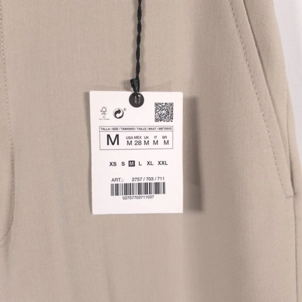 ZARA Wide Leg High Waist Straight‎ Pants Trousers Pressed Crease 2757/703 MEDIUM